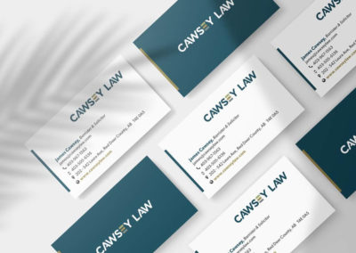 mockup of Cawsey Law's graphic design - business cards
