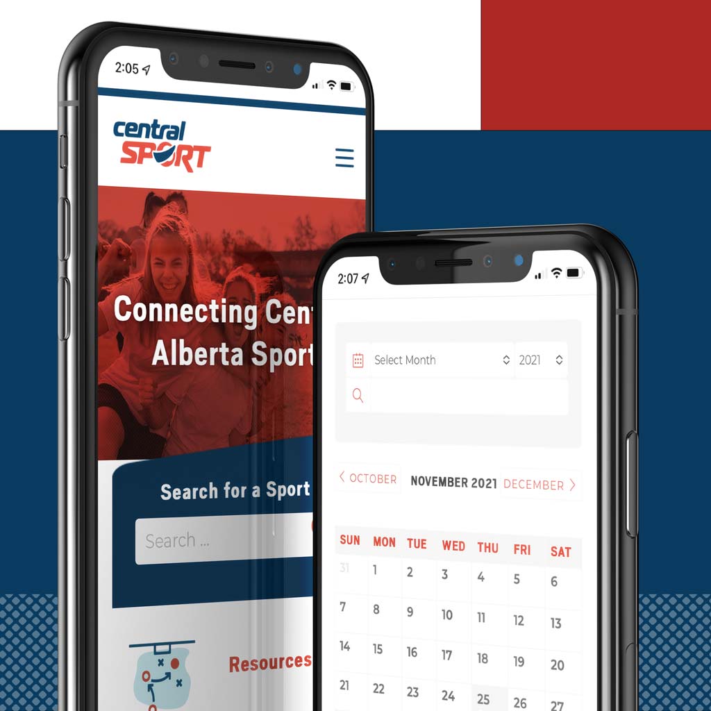 central sport web design mobile samples