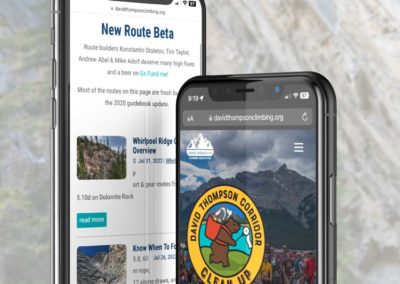 David Thompson Climbers Association web design on mobile optimized screens