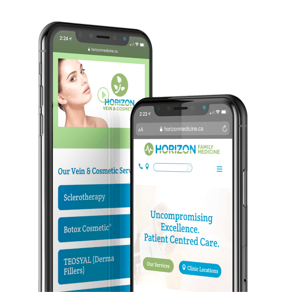 Mockup of Horizon Family Medicine's Mobile Optimized Web design