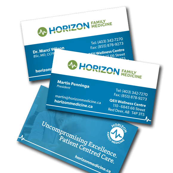 Mockup of Horizon Family Medicine’s Business Cards