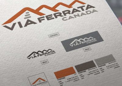 Mockup of the logo design for outdoor tourism guiding company Via Ferrata Canada