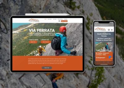 Mockup on mobile and tablet of the via ferrata Canada website maintenance