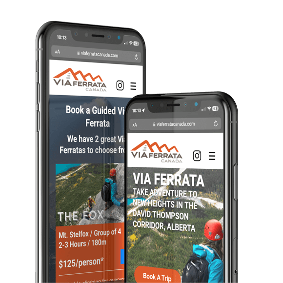 Mockup of Via Ferrata Canada’s Mobile Optimized Web design