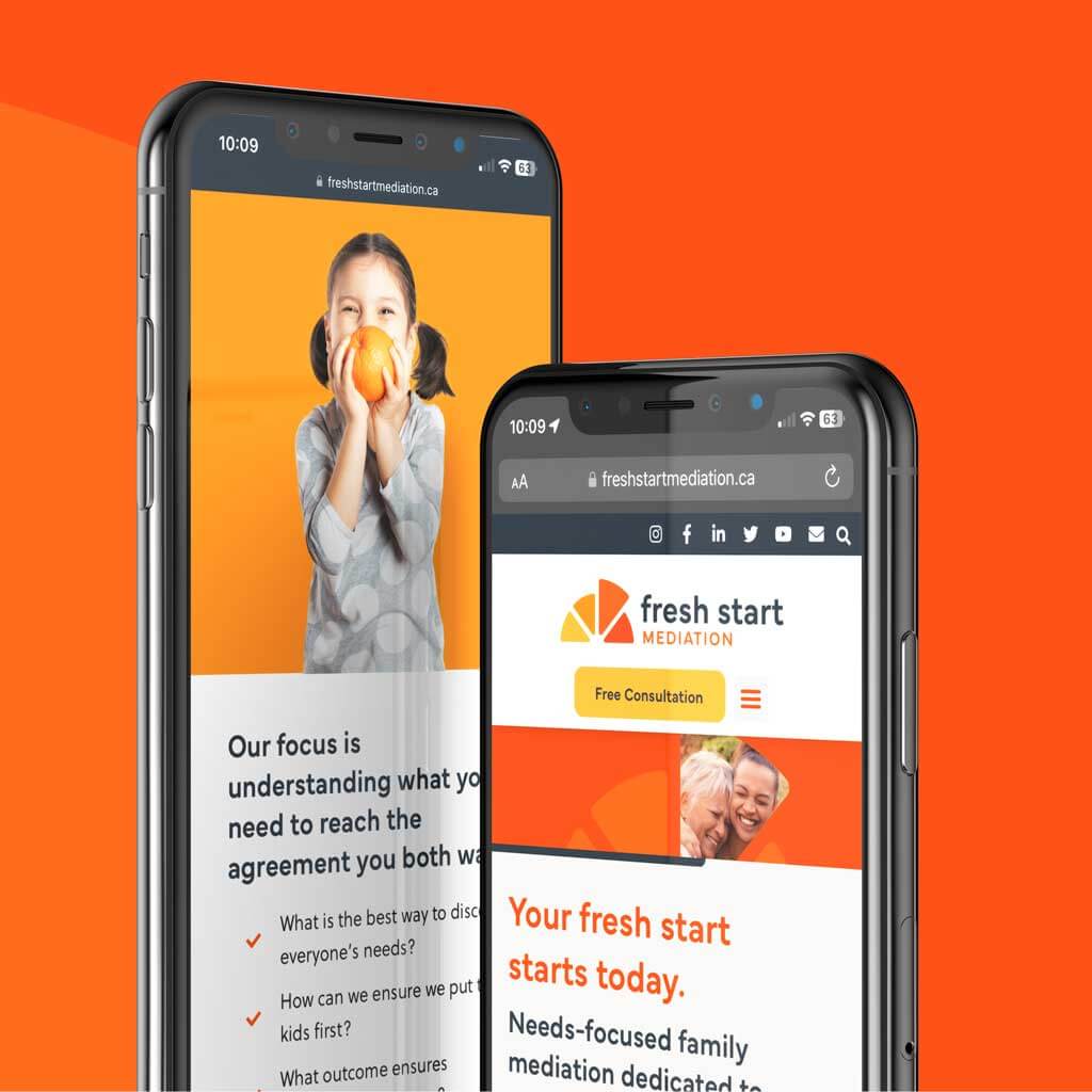 Mockup of Fresh Start Mediation's Mobile Optimized Website design