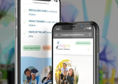 Imagine Children’s Dentistry website design on an iphone - About and services pages
