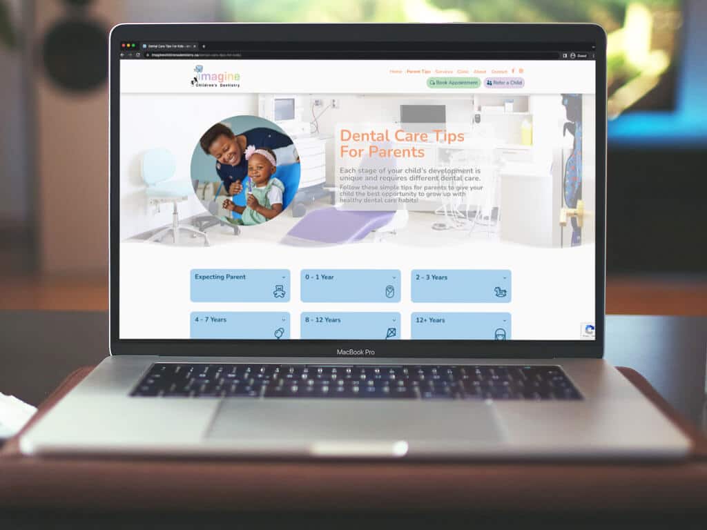 Imagine Children’s Dentistry website design on an laptop - resources page