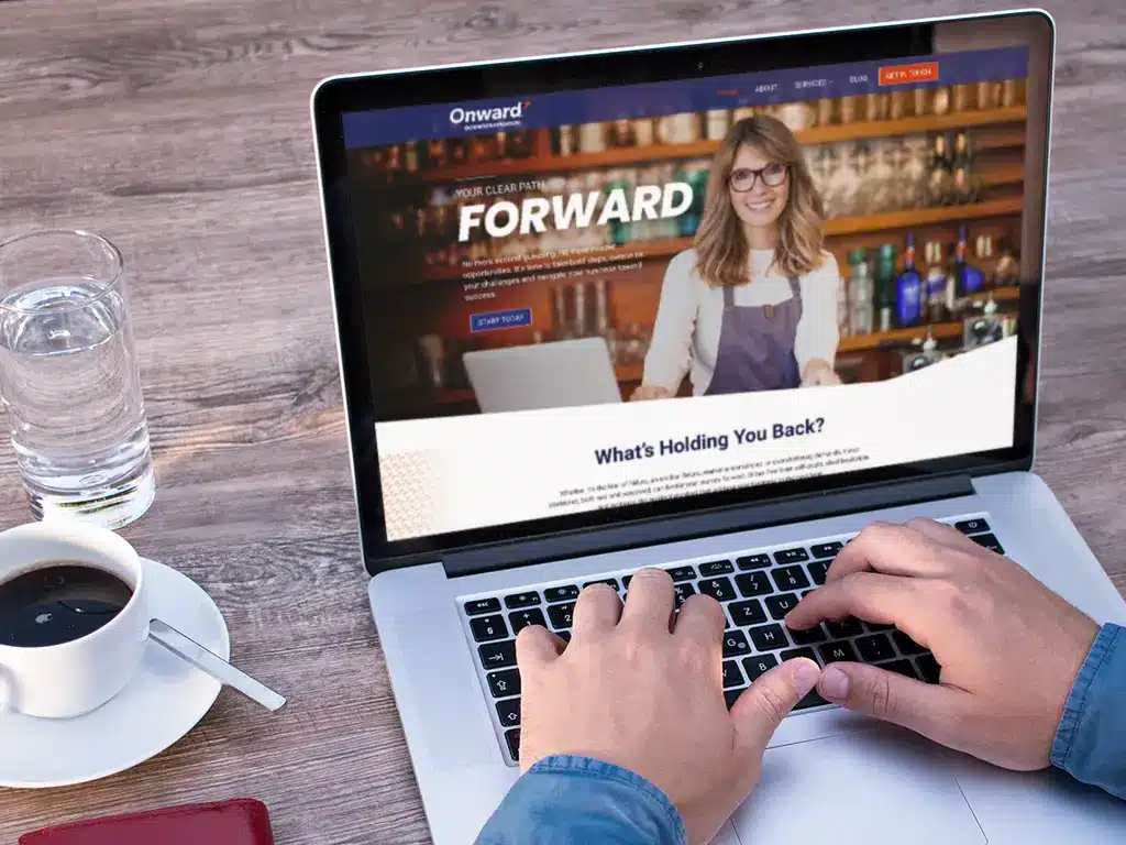 Onward Business Navigation Desktop View of website