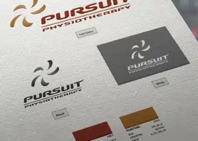 Pursuit Physiotherapy‘s Brand sheet with logo versions and colours