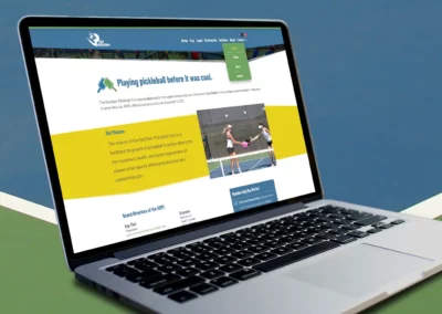 Red Deer Pickleball Club Website Design on a laptop screen