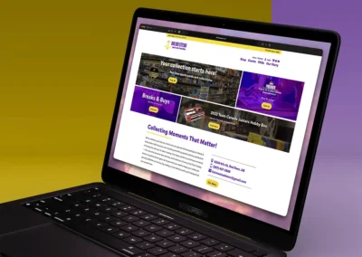 Holmestead Sports Cards & Collectibles homepage on a laptop